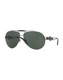 Versace Rock Icons 63mm Aviator Sunglasses - BLACK/BLACK