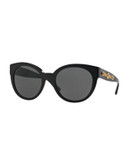 Versace Rock Icons 56mm Round Sunglasses - BLACK