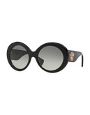 Versace Rock Icons 55mm Round Sunglasses - BLACK