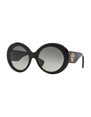 Versace Rock Icons 55mm Round Sunglasses - BLACK