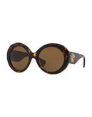 Versace Rock Icons 55mm Round Sunglasses - TORTOISE