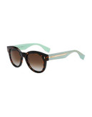 Fendi Round Plastic Sunglasses - HAVANA