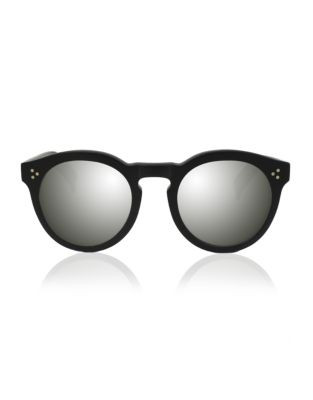 Illesteva Leonard 2 Round Sunglasses - MATTE BLACK WITH SILVER MIRRORED LENSES