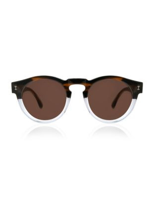 Illesteva Leonard Round Sunglasses - HALF/HALF WITH AMBER LENSES