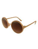 Jeanne Beker Round Sunglasses - NUDE/GOLD