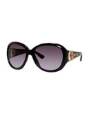 Gucci D-Ring 59mm Round Sunglasses - BLACK