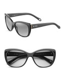 Fossil Glitter Bar 57mm Cat's-Eye Sunglasses - BLACK GLITTER