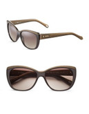 Fossil Glitter Bar 57mm Cat's-Eye Sunglasses - BROWN GLITTER