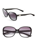 Calvin Klein Oversized 58mm Round Sunglasses - BLACK