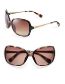 Calvin Klein 65mm Square Wrap Sunglasses - DARK TORTOISE