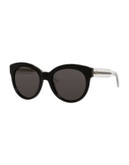Gucci Tortoise Print 53mm Round Sunglasses - BLACK