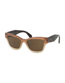 Prada Patterned 51mm Square Sunglasses - BROWN