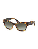 Prada Patterned 51mm Square Sunglasses - HAVANA