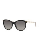 Gucci Bamboo 56MM Round Sunglasses - BLACK
