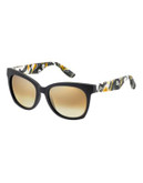 Mcq By Alexander Mcqueen Rectangular Sunglasses MCQ0001/S - MATTE BLACK