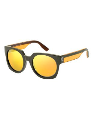 Mcq By Alexander Mcqueen Rectangular Sunglass MCQ0004/S - DARK GREEN/ORANGE MIRRORED