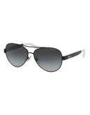 Ralph By Ralph Lauren Eyewear Script Logo 58mm Aviator Sunglasses - BLACK