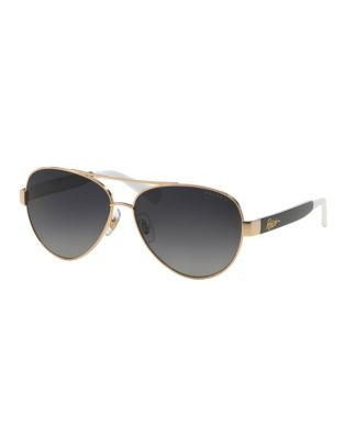 Ralph By Ralph Lauren Eyewear Script Logo 58mm Aviator Sunglasses - BLACK (POLARIZED)