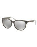 Ralph By Ralph Lauren Eyewear Script Logo 57mm Square Sunglasses - BLACK MIRRORED