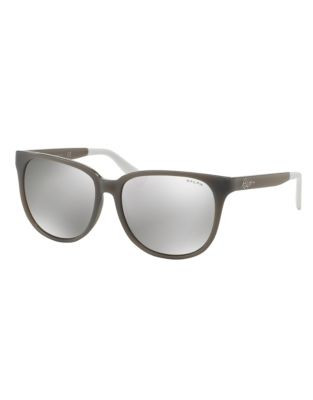 Ralph By Ralph Lauren Eyewear Script Logo 57mm Square Sunglasses - BLACK MIRRORED