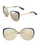 Dolce & Gabbana 57mm Butterfly Sunglasses - GOLD/BLUE