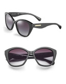 Dolce & Gabbana 55mm Matte Cat-Eye Sunglasses - BLACK/MATTE BLACK
