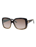 Gucci GG3574/S Rectangular Sunglasses - BLACK GOLD DIAMOND