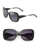 Burberry 56mm Gabardine Square Sunglasses - BLACK