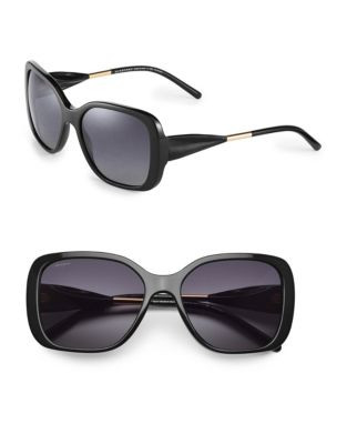 Burberry 56mm Gabardine Square Sunglasses - BLACK