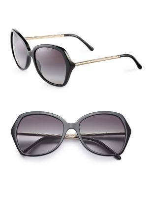 Burberry 57mm Gabardine Oversize Square Sunglasses - BLACK