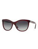 Burberry Striped Check 58mm Round Sunglasses - RED