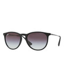 Ray-Ban Erika Round Sunglasses - RUBBER BLACK (622/8G) - 54 MM