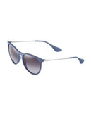 Ray-Ban Erika Round Sunglasses - RUBBER GREYISH BLUE (60028G) - 54 MM