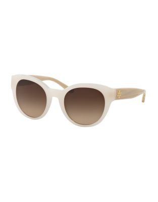 Tory Burch Mirror stacked T round acetate Sunglasses - COCONUT/BLUSH