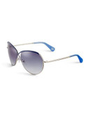 Diane Von Furstenberg Crisscross Aviator Sunglasses - SEA BLUE