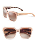 Dolce & Gabbana 57mm Oversize Wayfarer Sunglasses - TOP OPAL PINK/LEOPARD