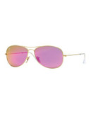 Ray-Ban Cockpit Aviators - MATTE GOLD/PINK MIRRORED LENSES (112/4T) - 59 MM