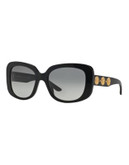 Versace Triple Medusa Square Sunglasses - BLACK