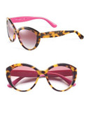 Dolce & Gabbana 56mm Round Cat-Eye Sunglasses - TOP HAVANA ON CYCLAMEN