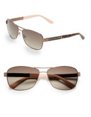 Marc By Marc Jacobs 57mm Rectangle Aviator Sunglasses - BRONZE