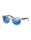 Michael Kors Champagne Beach 53mm Round Sunglasses - CLEAR