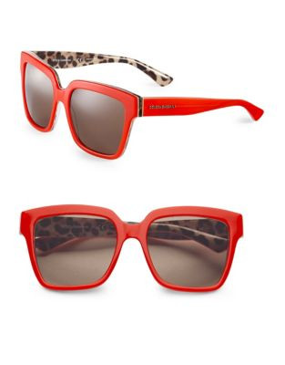 Dolce & Gabbana 57mm Oversize Wayfarer Sunglasses - TOP OPAL LOBSTER/LEOPARD