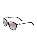 Versace Plastic Round Sunglasses with Thin Arms - BLACK