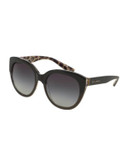Dolce & Gabbana DNA 56mm Round Sunglasses - BLACK/LEOPARD
