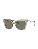 Fendi Crystal Cat-Eye Sunglasses - DOVE GREY