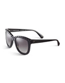 Diane Von Furstenberg Studded Round Sunglasses - BLACK