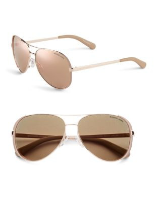 Michael Kors Chelsea 59mm Aviator Sunglasses - ROSE GOLD/TAUPE (FLASH)