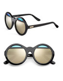 Le Specs Hall of Mirror Bi-Lens Sunglasses - BLACK WITH GOLD MIRRORED LENSES