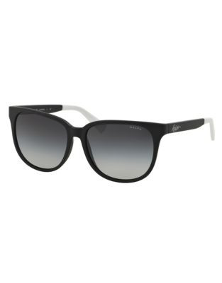 Ralph By Ralph Lauren Eyewear Script Logo 57mm Square Sunglasses - BLACK