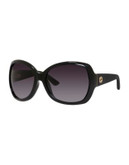 Gucci GG3715/S Rectangular Sunglasses - SHINY BLACK
